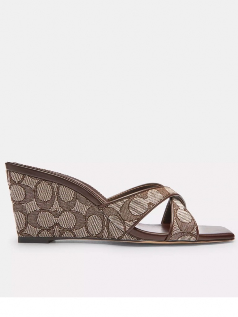 COACH Signature Jacquard Wedge Sandal Oak/ Maple SZ 9.5